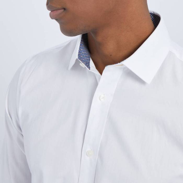 Men's white herringbone dress shirt