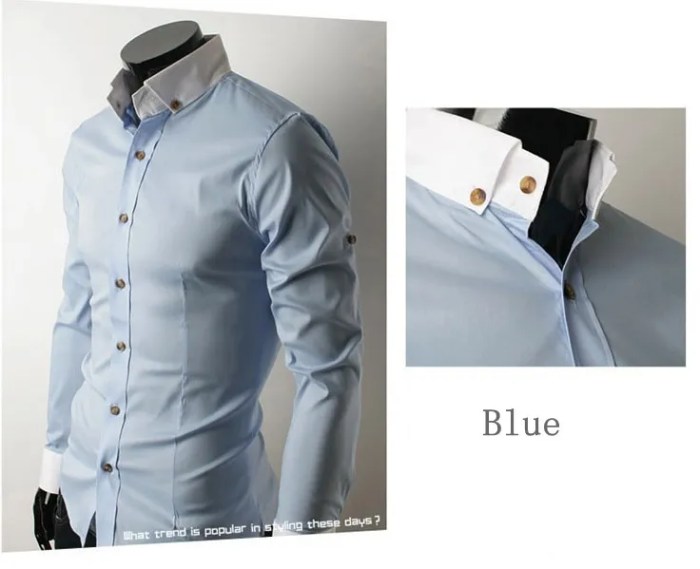 Shirt quality high shirts men slim dress fit sleeved casual spring long fashion pluse