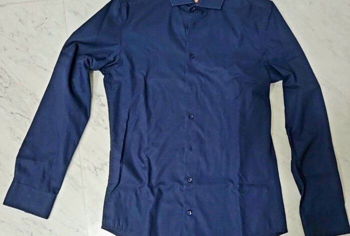 Mens dark blue dress shirt