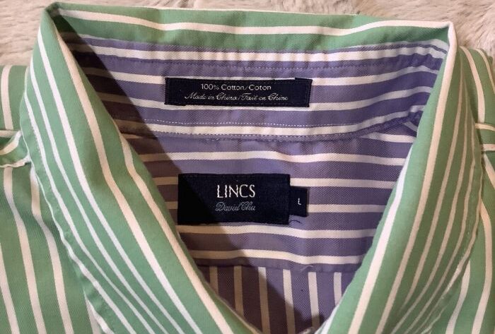 Blue and white striped mens dress shirt